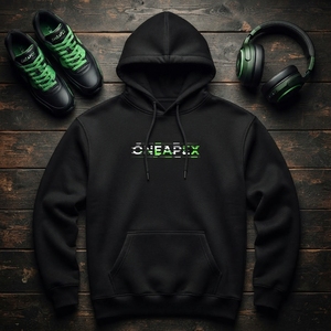 Sudadera con Capucha Negra Personalizada con Gráficos, Estilo Casual Urbano para Hombre, Sudadera con Capucha con Estampado de Texto Glitch, Ropa al por Mayor OEM ODM - Product Image 2