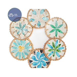 HOT SELLING High Quality Sustainable Rattan Ceramic Coaster <b>Non</b> <b>Slip</b> Drink <b>Mat</b> Tableware Supply - Product Image 1