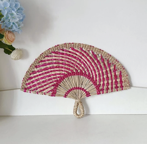 Éventail artisanal vietnamien en jonc de mer, accessoire rafraîchissant tressé naturellement, décoration écologique, cadeau, art populaire rustique, panier de mariage - Product Image 4