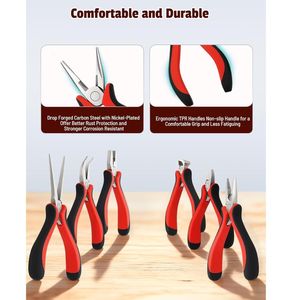 6-Piece Mini <b>Pliers</b> <b>Set</b> with Needle Nose Linesman Diagonal Bent Nose End Cutting and Long Nose <b>Pliers</b> for Electronics - Product Image 5