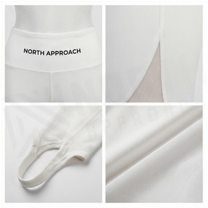 North Approach High Waist Full Length Leggings Solid White <b>Sheer</b> Panel Seamless Four-Way Stretch Yoga Wear - Product Image 4
