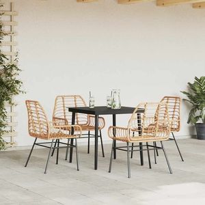 Set da pranzo da giardino a 4 posti in Rattan marrone elegante tavolo e sedie da esterno - Product Image 3