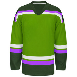 Maillot de hockey sur glace vert à manches longues, design rayé, respirant, 100% polyester, impression sublimée, vêtements unisexes pour adultes - Product Image 5
