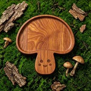 Bandeja de presentación de alimentos de madera con diseño de hongos, hecha a mano, decorativa, para restaurantes, catering y eventos - Product Image 5