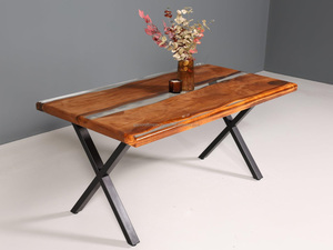 Luxury <b>Epoxy</b> Resin Wood Dining <b>Table</b> Handmade River <b>Table</b> with Live Edge Design for Home & Restaurant Furniture - Product Image 2