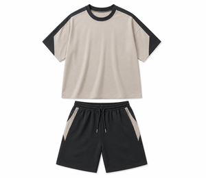 Conjunto de Dos Piezas de Verano para Hombre, Personalizado OEM, Talla Grande, Camiseta Casual con Cuello Redondo y Pantalones Cortos a Juego, Tejido 100% Algodón, de Secado Rápido - Product Image 1