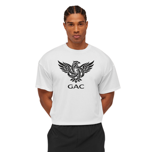 T-shirt Homme Vintage Personnalisé Col V Oversize Imprimé Dragon Épaules Tombantes Décontracté Streetwear Hip 100% Coton - Product Image 1
