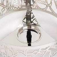 Plat de service rond en acier inoxydable avec couvercle en verre et bouton décoratif floral, chauffe-plat de luxe pour buffet, unité individuelle, vente en gros