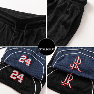 Pantalones Cortos Deportivos de Malla Transpirable con Bordado de Moda, Pantalones Cortos de Baloncesto para Hombre de Secado Rápido - Product Image 5