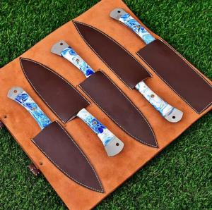 Handmade High Quality 5-Piece Damascus Steel Chef <b>Knife</b> <b>Set</b> <b>Sharp</b> Serrated Edge Customized Handle Eco-Friendly Multi-Purpose - Product Image 3