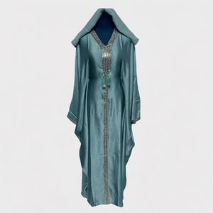 Abaya Kimono OEM 2025 pour femmes musulmanes, en tissu polyester épais, doux et très extensible, col en V, manches longues, ornée de perles, longueur cheville - Product Image 1