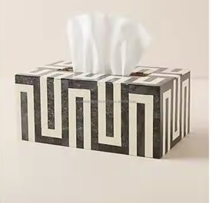 Caja de pañuelos con incrustaciones de hueso de lujo, caja de pañuelos hecha a mano con incrustaciones de hueso a la venta a granel de La India - Product Image 1