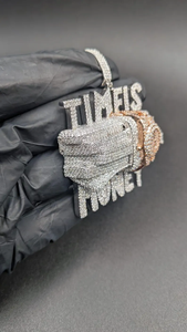 Pendentif Montre Moissanite Iced Out « Time Is Money » – Bijou de Luxe Hip Hop Tendance, Collier Streetwear Personnalisé pour Homme - Product Image 2