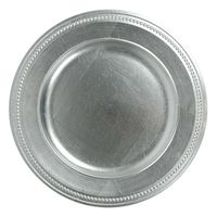 Assiette de service en métal avec design de bordure personnalisé, finition antique en étain, décoration de table à manger, 13 pouces, style vintage