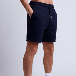Pantalones Cortos Bermuda Azul Marino para Hombre, Cintura Media, Cierre de Botones, Color Sólido Informal, Tejido de Algodón Transpirable, Bolsillos, Logotipo Frontal con Estampado Brillante - Product Image 5