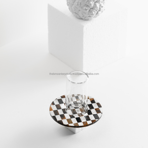 Natural black and white sea <b>shell</b> inlay arabian glass holder and cup saucers MOP tea plate and tea <b>light</b> holder for modern home - Product Image 5