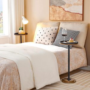 Round <b>Side</b> <b>Table</b>, Drink <b>Table</b>, Coffee Martini <b>Table</b> with Pedestal Accent <b>for</b> Small Spaces in Living Room, Bedroom, <b>Sofa</b> Couch, - Product Image 3