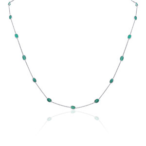 Wholesale 925 Sterling Silver Emerald Gemstone Necklace Elegant Oval Gemstone Chain Necklace <b>Gift</b> Jewelry for Women - Product Image 1