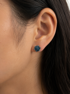 1.01 Cttw Round Cut Brown & Color-Enhanced Blue Natural Diamond Stud Earrings 925 Sterling Silver Earrings for Women - Product Image 4