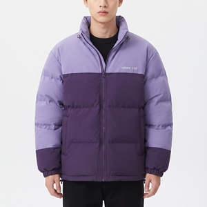 Men's Warm Color Block <b>Padded</b> Jacket Custom Logo Full Zip Winter Stand Collar Outerwear <b>Coat</b> - Product Image 1
