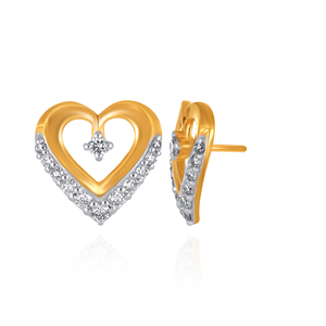 Boucles d'oreilles en or 14 carats avec diamants étincelants en forme de cœur, diamants de laboratoire taille ronde, bijoux fins de créateur pour femme - Product Image 4