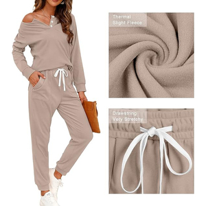 Conjunto de 2 Piezas para Mujer, Sudadera con Capucha y Pantalones Deportivos Extra Grandes, de Felpa de Algodón Grueso, Impermeables y Transpirables, Casuales para Invierno - Product Image 2