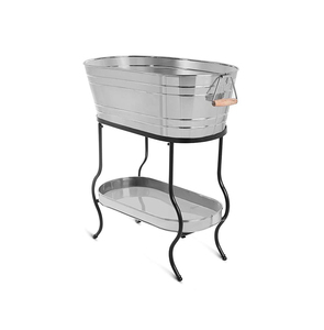 Executive Collection Aluminum Beverage Tub with Decorative Scroll <b>Stand</b> for Luxury Entertaining - Product Image 1