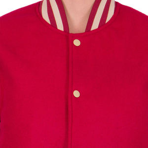 Custom Wholesale Unisex <b>Red</b> <b>Wool</b> Varsity Letterman Jacket with Cream PU Leather Sleeves Vintage High School Baseball Jacket - Product Image 6
