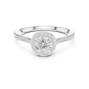 แหวนทองคำขาว 14K ประดับเพชรทรงกลมเพาะเลี้ยงในห้องปฏิบัติการ ของขวัญวันครบรอบสำหรับผู้หญิง |   เพชรที่เพิ่งเพาะเลี้ยง - Product Image 1