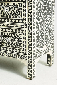 Traditional Handmade Wooden Chest With Bone Inlay 3 Drawer Cabinet Living Room Furniture Antique Style - Product Image 3