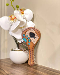 Recién llegado, espejo de mano de cuero mecanizado, espejo de mano de maquillaje de cuero genuino occidental, espejo Vintage personalizado, regalo para ella - Product Image 2