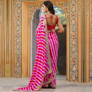 Exquisite Designer Embroidery RV Creation Pink Unstitched Saree Beautiful <b>Indian</b> & <b>Pakistani</b> <b>Clothing</b> - Product Image 5