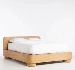 Base de Cama Moderna de Madera de Teca Sólida con Esquinas Redondeadas, Muebles Minimalistas para Dormitorio, Diseño Contemporáneo de Perfil Bajo Tapizado - Product Image 2