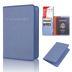 Porta Pasaportes de Cuero PU, Delgado, con Ranuras para Tarjetas, Diseño Minimalista, Color Azul - Product Image 4