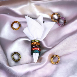 Modern Design Napkin Ring for Wedding Dining <b>Table</b> Handicraft <b>Top</b> Quality <b>Resin</b> Inlay Napkin Ring for Tableware Set of 6 - Product Image 2