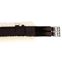 Sangle en peau de mouton pour l'équitation, marron avec doublure en polaire blanche, boucles réglables