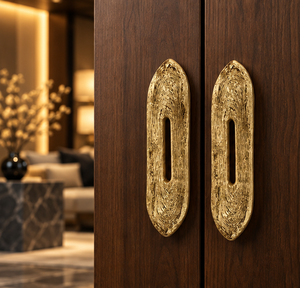 Pomo Decorativo Ovalado Texturizado con Acabado Dorado para Puerta, Herraje Decorativo para Muebles de Interiores de Lujo - Product Image 3