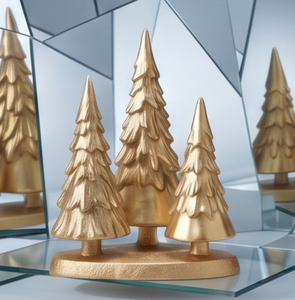 Decorative <b>Gold</b> Aluminum Christmas Pine Tree Figurine Metal Holiday Tabletop Display <b>Ornament</b> Wholesale Factory Direct Supply - Product Image 1