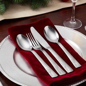 Elegant Metal Flatware <b>Set</b> With Floral Engraving High Mirror Polish Rust Resistant <b>For</b> Wedding And <b>Dinnerware</b> Use - Product Image 4