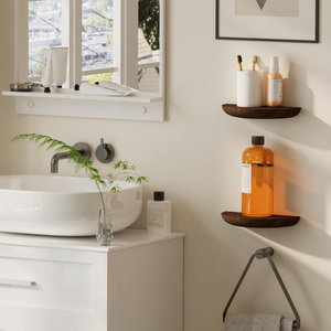 Estante de Pared Semicircular de Madera Tallada a Mano, Decoración Flotante de Madera Sólida para Sala de Estar y Salón - Product Image 3