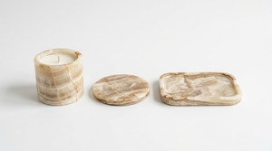 Juego de tres posavasos y bandeja de ónix natural, hecho a mano, conjunto coordinado para decoración del hogar, paquete al por mayor, juego de regalo con logotipo personalizado - Product Image 4