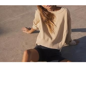 Sweat-shirt pour femme en coton délavé, col rond, coupe ample, respirant, pour l'automne et l'hiver, produit très vendu - Product Image 3