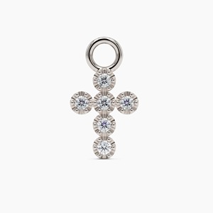 <b>Gold</b> Lab-Grown Diamond Cross <b>Huggie</b> Earrings 9K-18K 2 in 1 Hoop Charm Elegant Luxury Jewelry for Women Party Gift - Product Image 4