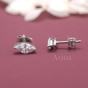 IGI Certified Lab Grown Diamond Marquise <b>Stud</b> Earrings Solid 925 Sterling <b>Silver</b> Solitaire Diamond <b>Stud</b> Earrings - Product Image 3