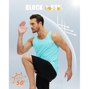 Camiseta sin mangas para hombre, mezcla de algodón y poliéster, corte cuadrado, largo a la cadera, silueta recortada, estilo gimnasio y calle. - Product Image 2