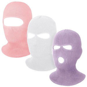 Pasamontañas de punto unisex con 3 orificios, cubrecara transpirable, impermeable, ajustable, a prueba de viento, para adultos, para actividades al aire libre - Product Image 1