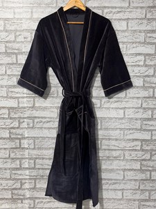 Bata Kimono de Terciopelo Verde Esmeralda Sólido para Mujer con Estampado Animal, Forro de Algodón, Bolsillos, Manga Tres Cuartos y Cordón Ajustable - Product Image 3