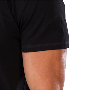 T-shirt de sport pour homme à manches courtes, coupe ajustée, pour la gym et l'entraînement, en coton doux, haute performance, noir, OEM en gros - Product Image 6