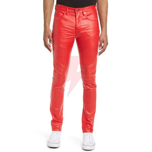 Pantalones de Cuero para Hombre con Diseño de Logotipo Personalizado a Precio Razonable, Casuales, Rectos, Ligeros, de Cintura Alta y Color Sólido - Product Image 2