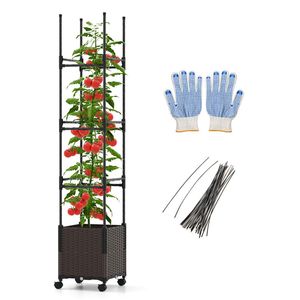 Fioriera Rialzata Regolabile in Altezza da 87 Pollici con Ruote Bloccabili, Vaso per Piante, Traliccio, Forniture da Giardino - Product Image 2